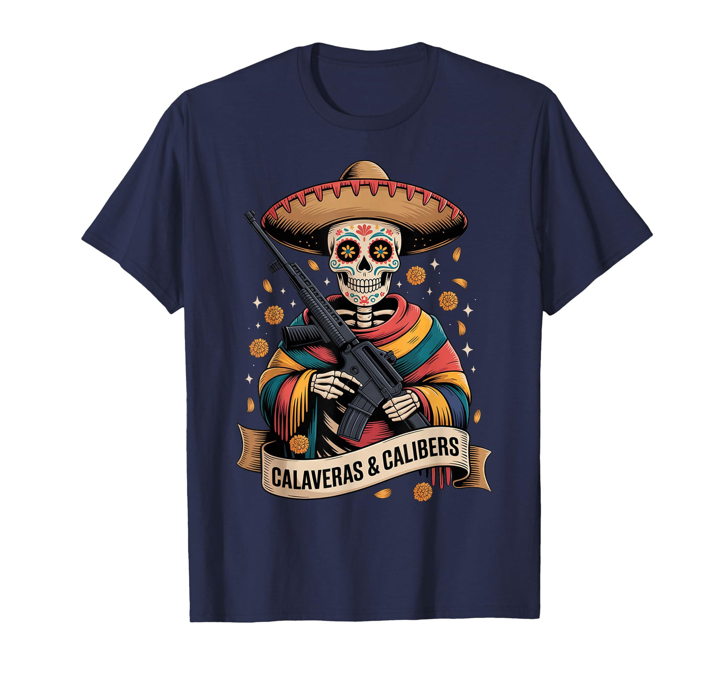 Retro Vintage Pro Gun - Funny Mexican Dia de Los Muertos T-Shirt