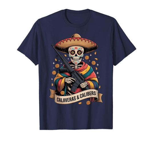 Retro Vintage Pro Gun - Funny Mexican Dia de Los Muertos T-Shirt