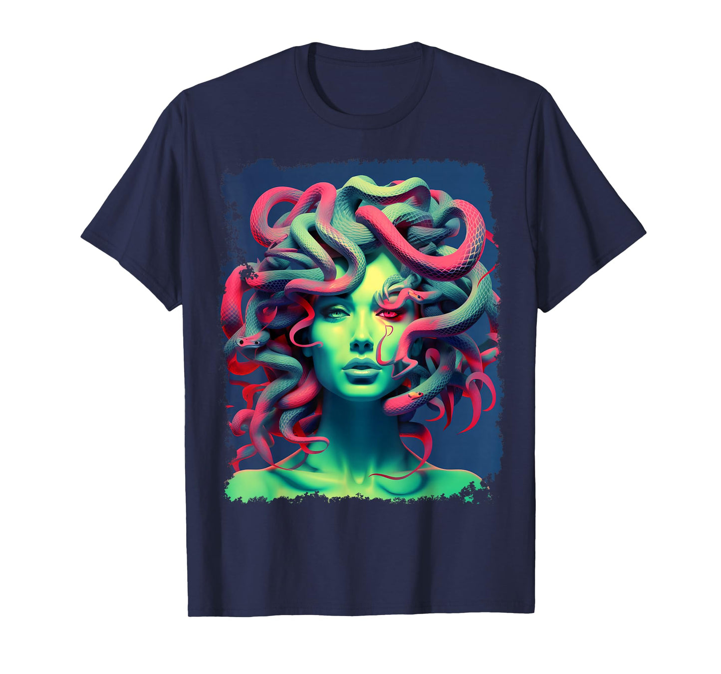MythoThreads Women's Medusa Graphic T-Shirt - Black, Small, Short Sleeve, Crew Collar, Regular Fit