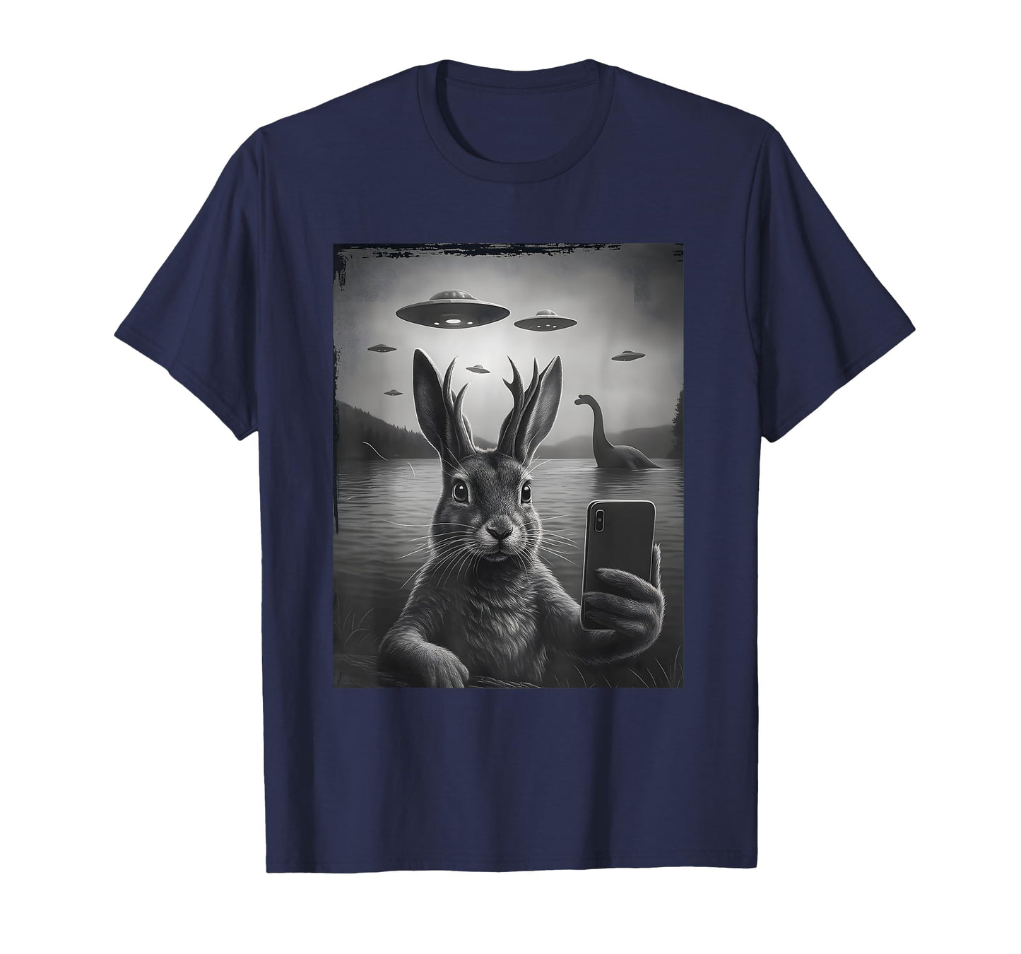 Cryptid Jackalope Selfie Adventure UFO T-Shirt