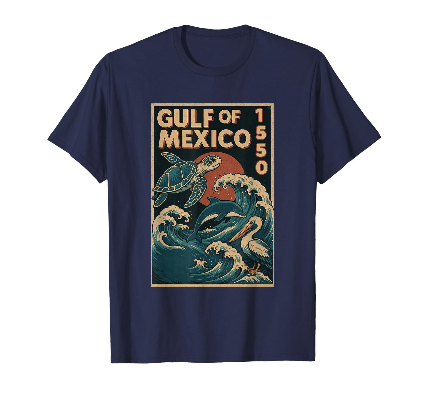 Gulf of Mexico Est. 1550 Wildlife Art Vintage Sea Life T-Shirt