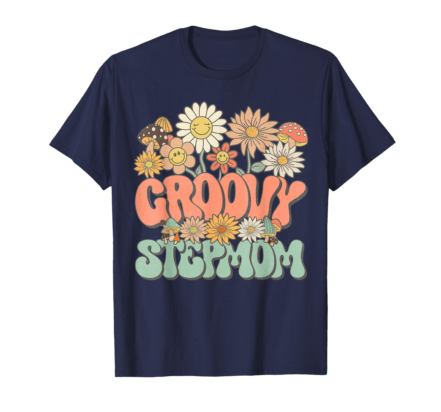 Groovy Stepmom Floral Hippie Retro Daisy Wildflower Women T-Shirt