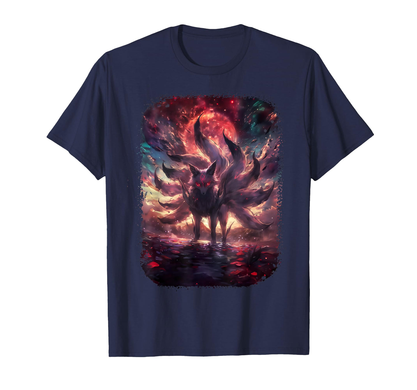 Anime Kitsune Nine-Tailed Fox Manga Otaku Style T-Shirt