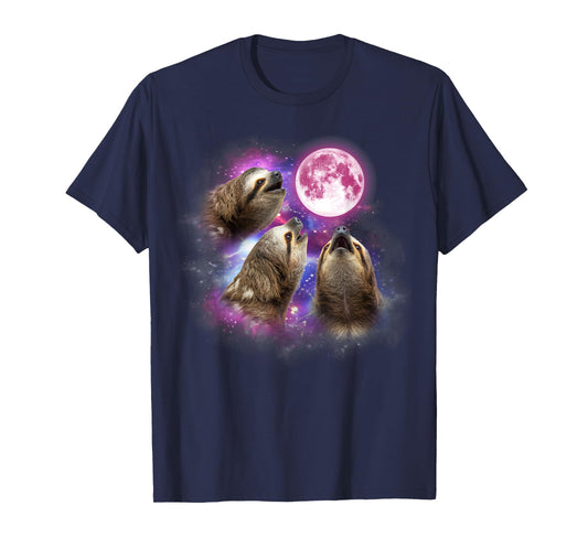 Sloth Howling At The Moon Wildlife colorful sloths tie dye T-Shirt