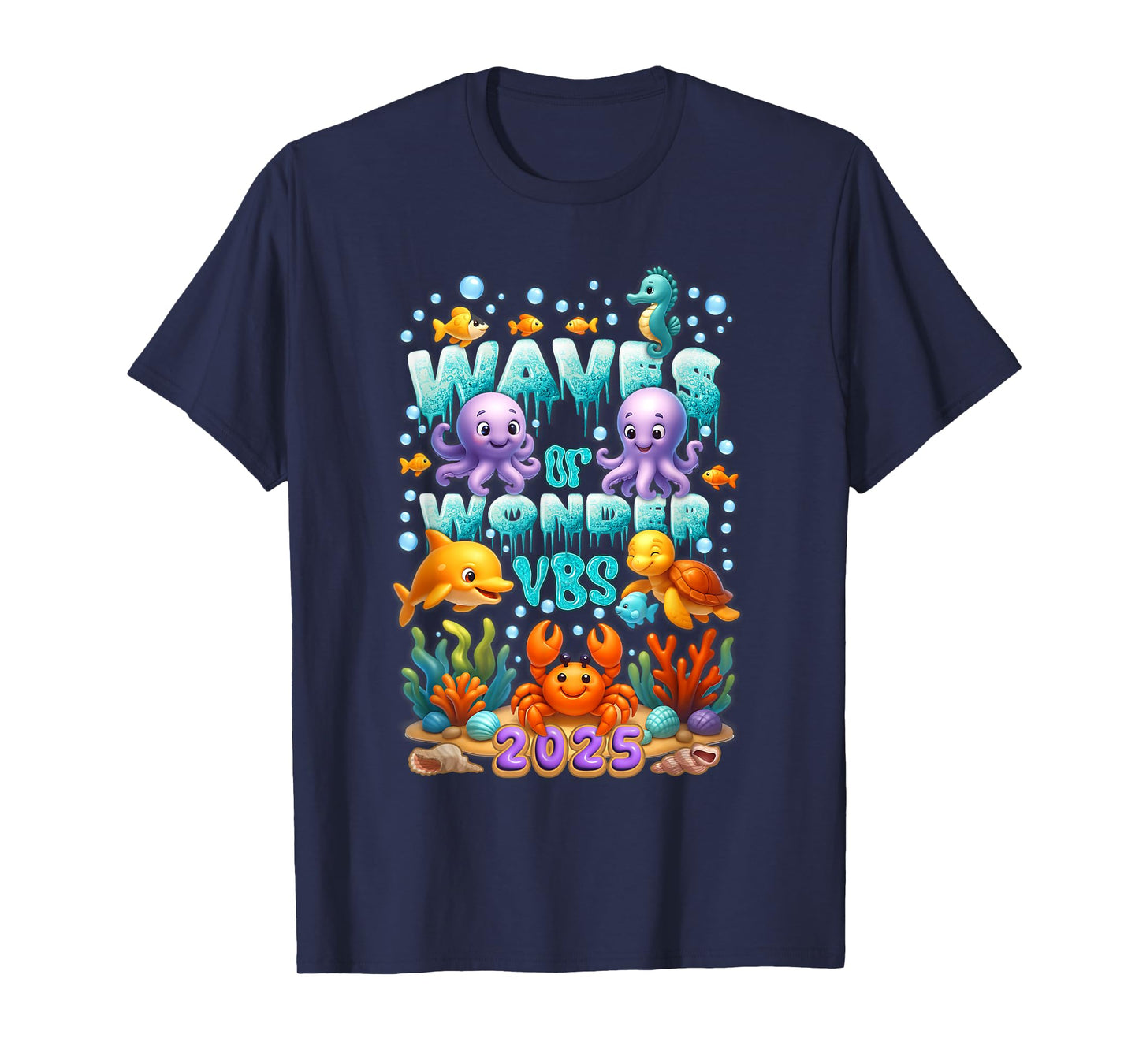 Waves O f Wonder VBS Ocean Sea Life Christian Faith Camp T-Shirt