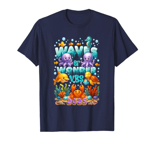 Waves O f Wonder VBS Ocean Sea Life Christian Faith Camp T-Shirt