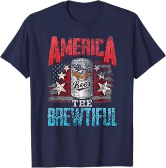 DISTRESSED USA AMERICA THE BREWTIFUL 4th of July American Women Men T-Shirt