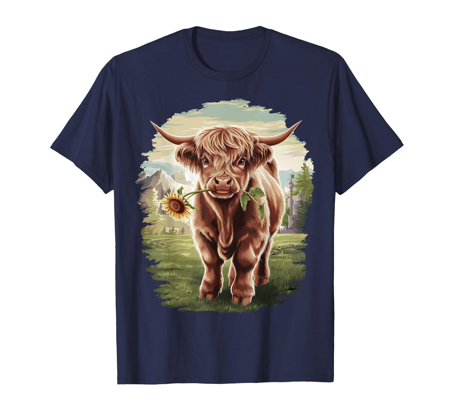 Western Farmer Animal Country Girls sunflower Highland Cow T-Shirt