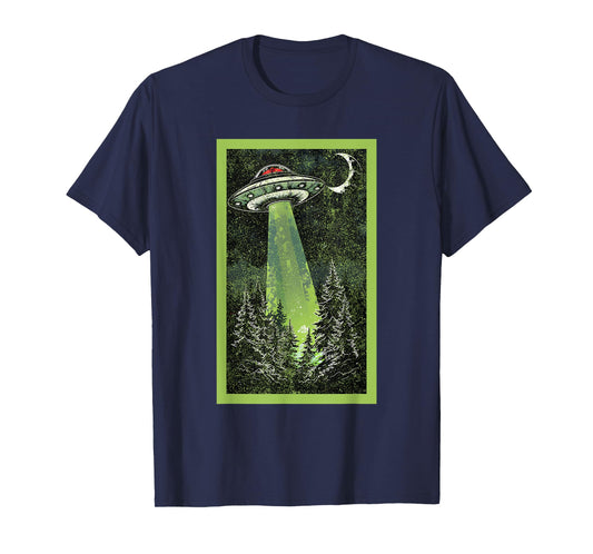 Vintage UFO Art Alien Abduction Graphic Flying Saucer Space T-Shirt