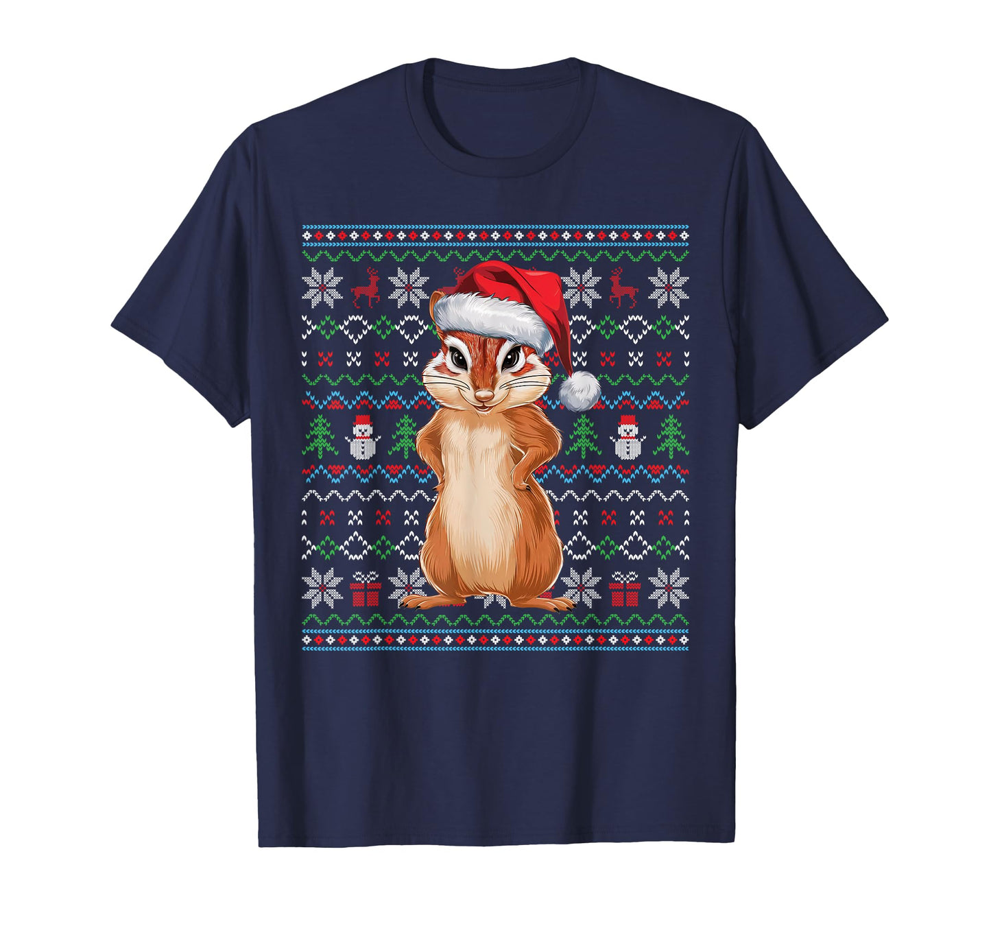 Ugly Chipmunk Lovers Xmas Sweater Santa Christmas T-Shirt