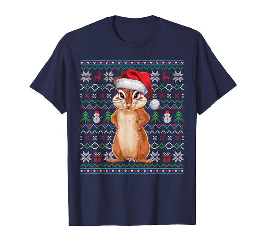 Ugly Chipmunk Lovers Xmas Sweater Santa Christmas T-Shirt