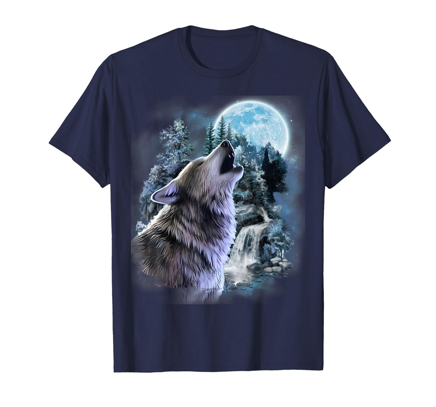 Wolf Howling Moon Forest Nature Wildlife Animal Lovers T-Shirt