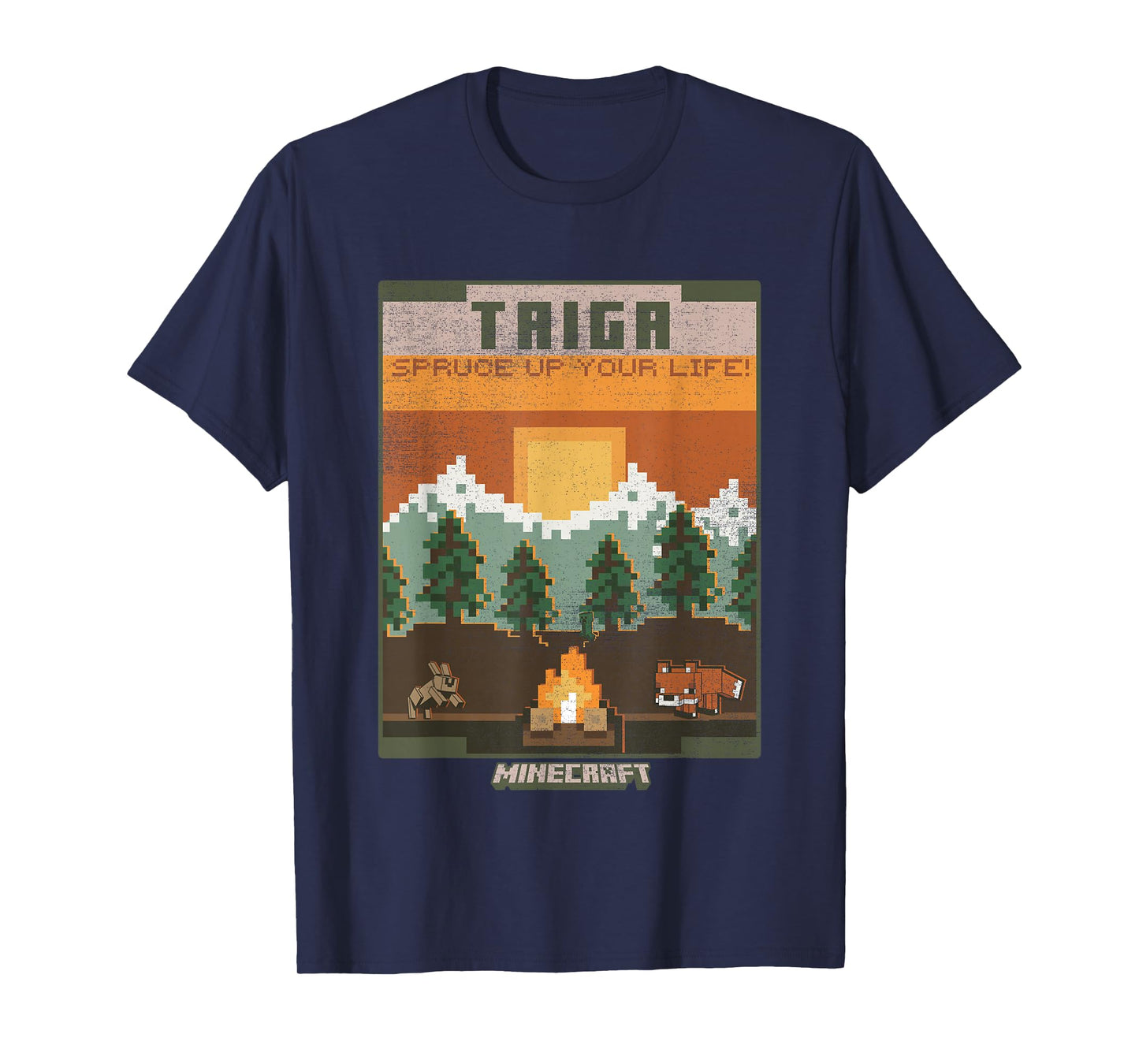 Minecraft Taiga Landscape Spruce Up Your Life Poster Vintage T-Shirt