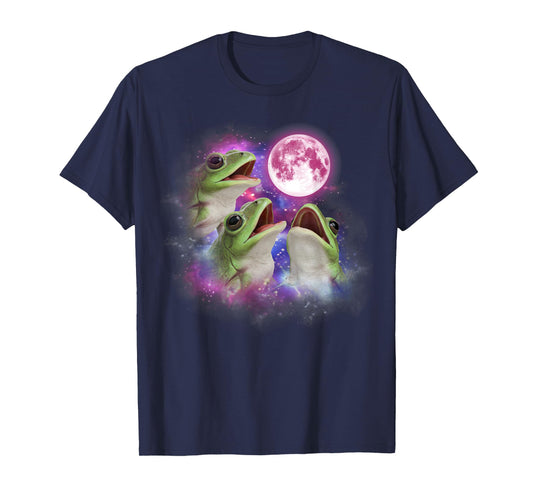Frog Howling At The Moon Wildlife colorful frogs tie dye T-Shirt