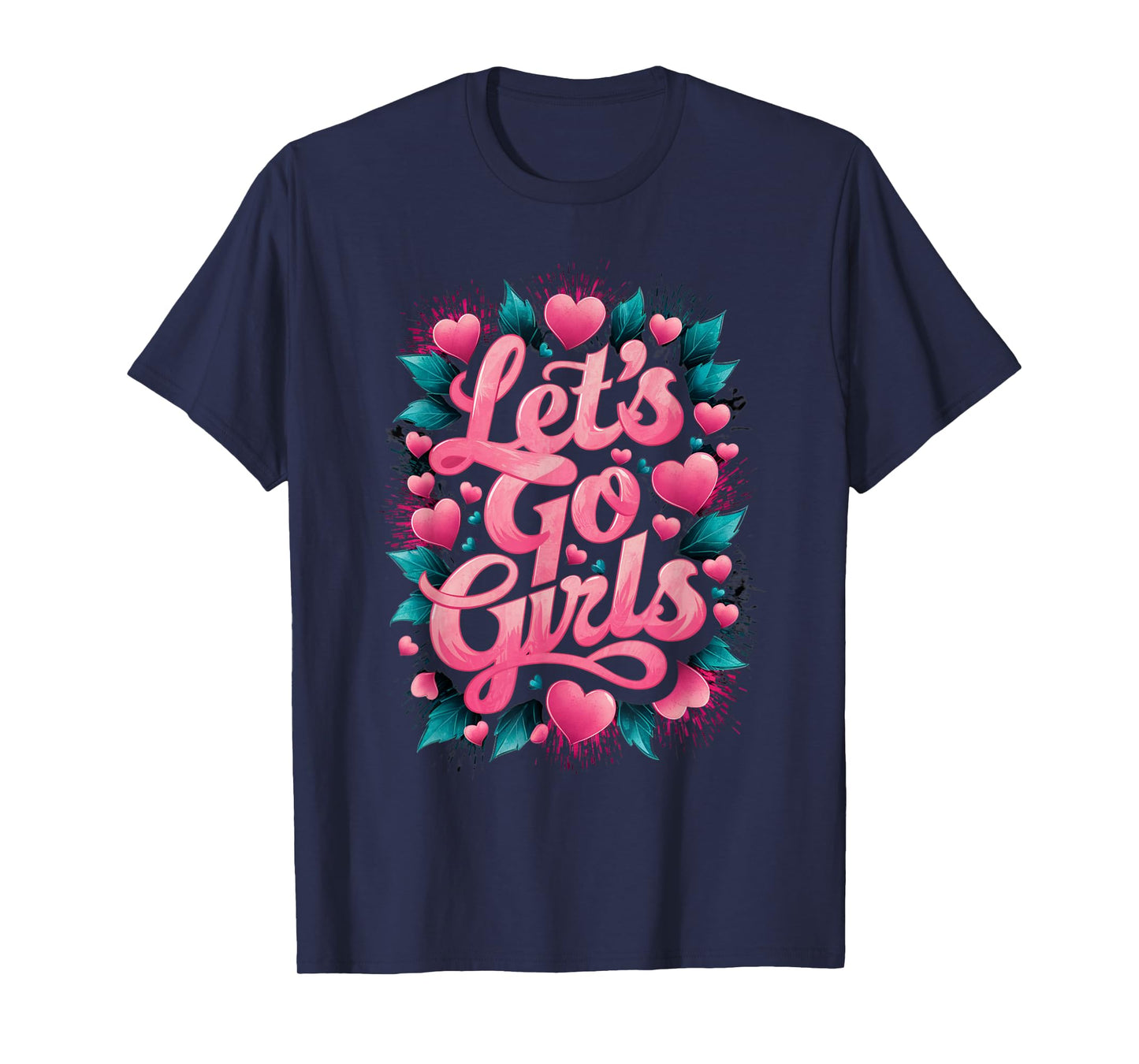 Let's Go Girls Retro Pink Cowgirl Western Music Women Girl T-Shirt