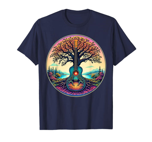 Acoustic Guitar Tree of Life Lake & Forest Nature Guitarist T-Shirt