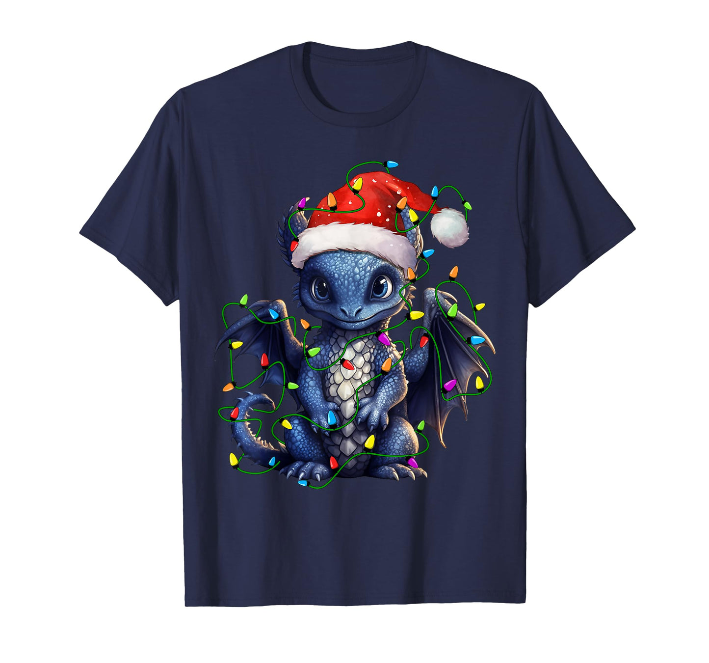 Dragon Santa Christmas Tree Lighting Xmas Funny T-Shirt