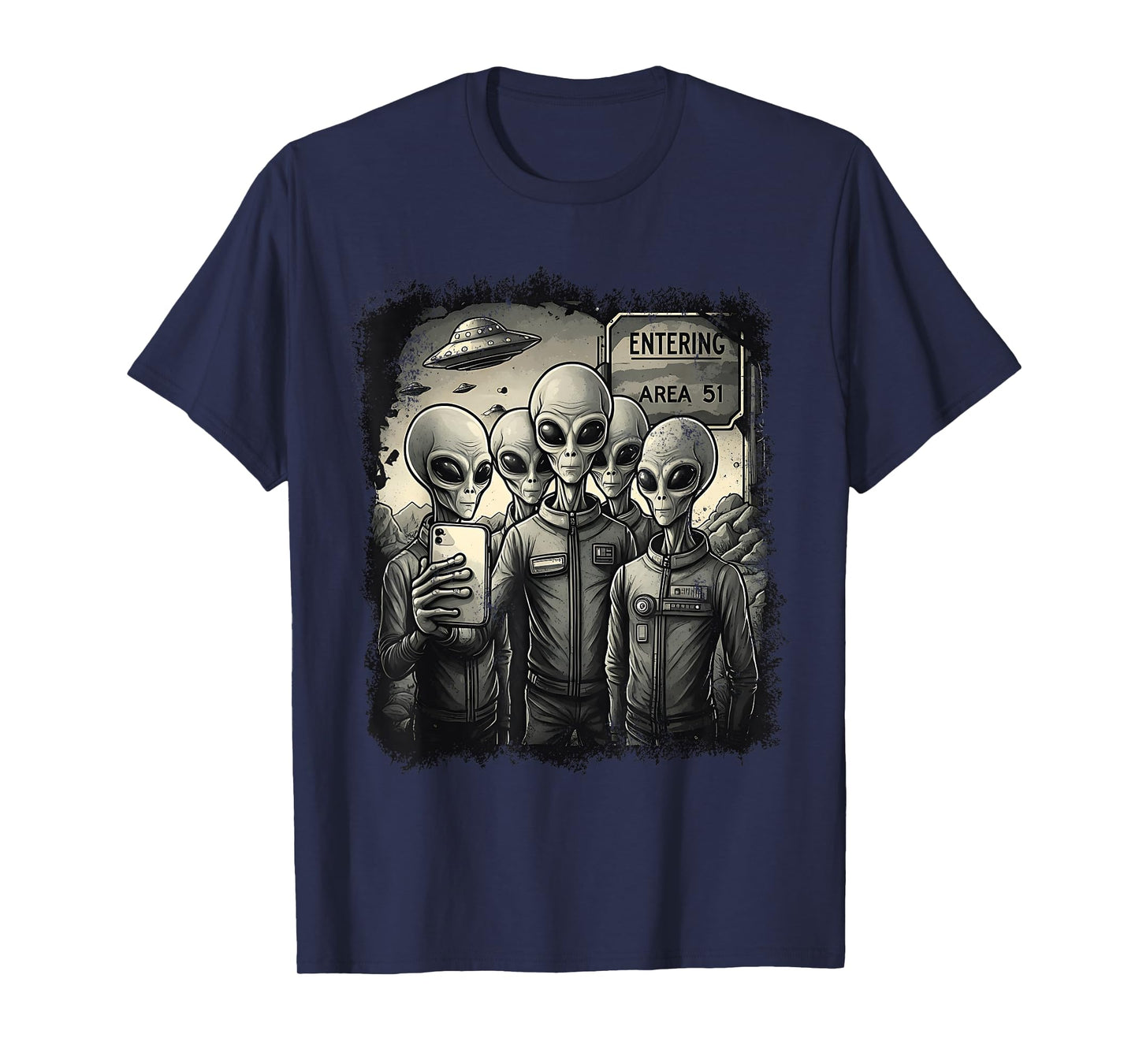 Funny Aliens Selfie Area 51 Space Suit UFO UAP Conspiracy T-Shirt
