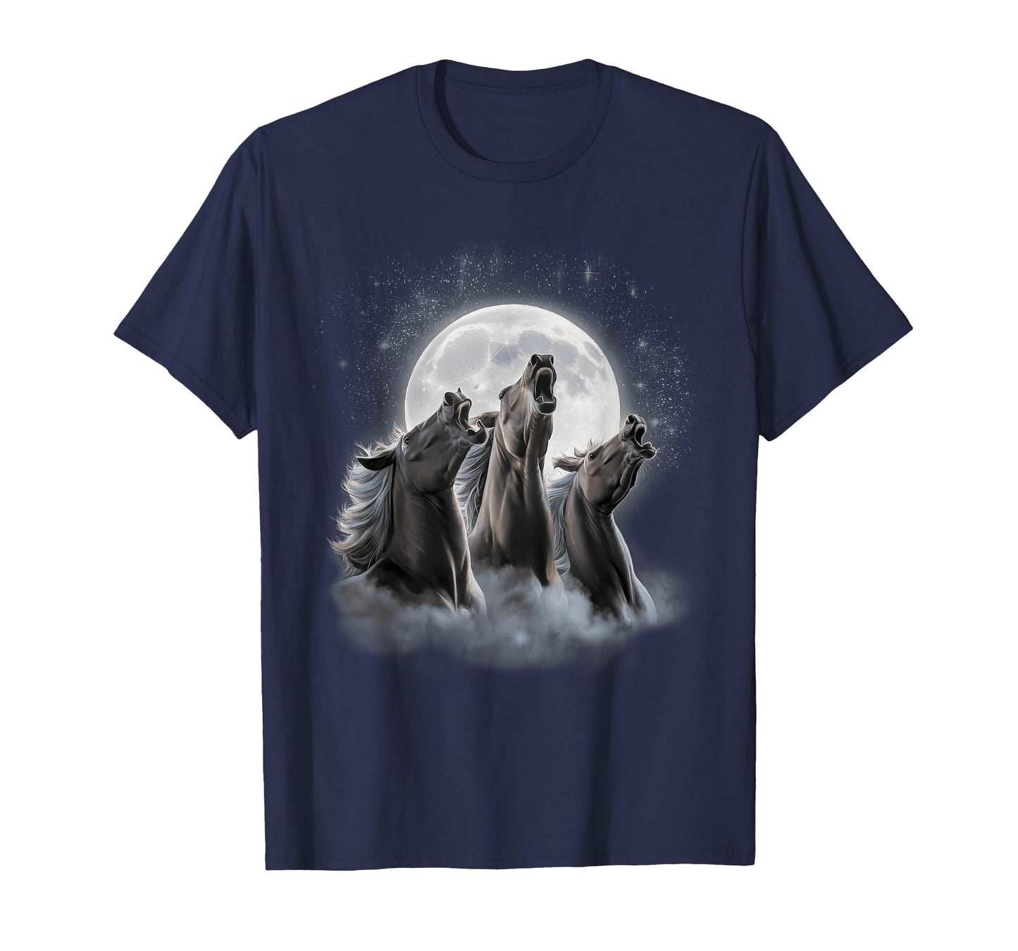 3 Horses Howling At The Moon Funny Horse Lover Equestrian T-Shirt
