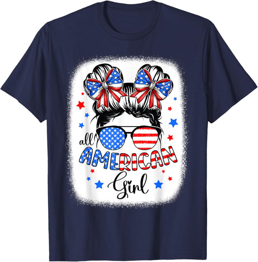 All American Girl 4th Of July Patriotic Shirts For Girls T-Shirt