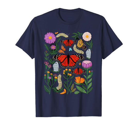 Monarch Butterfly Lover Life Cycle Metamorphosis Caterpillar T-Shirt