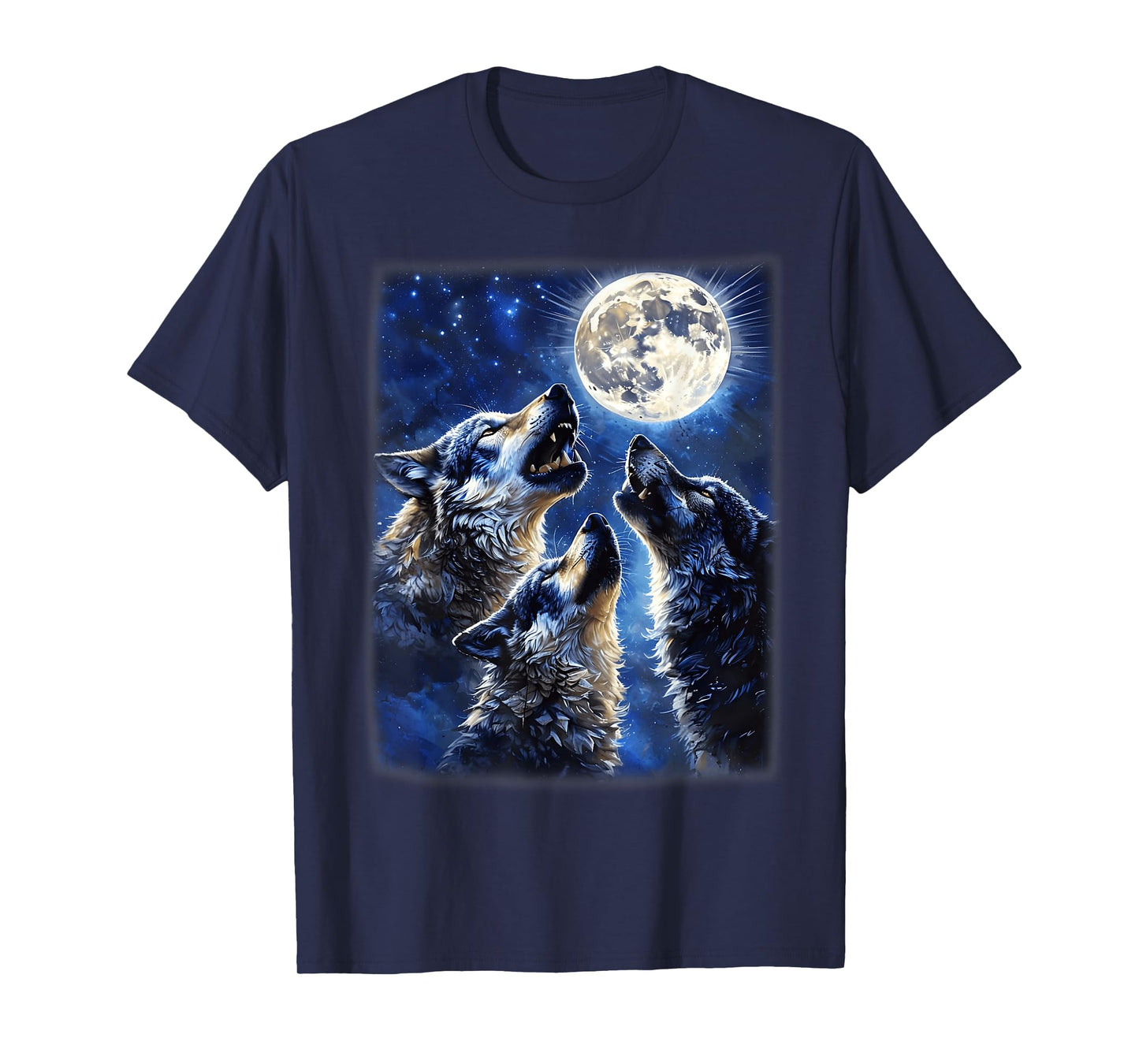 Wildlife Wolves Lovers Wolf Howling at The Moon Men Boy T-Shirt