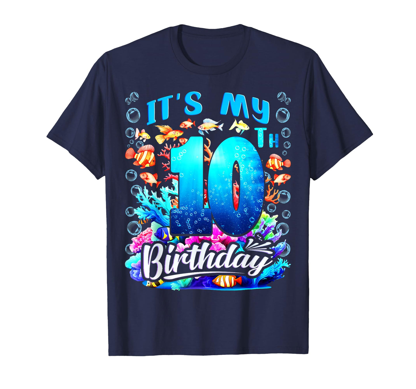 It's My 10th Birthday Boy Sea Fish Ocean Animals Aquarium T-Shirt