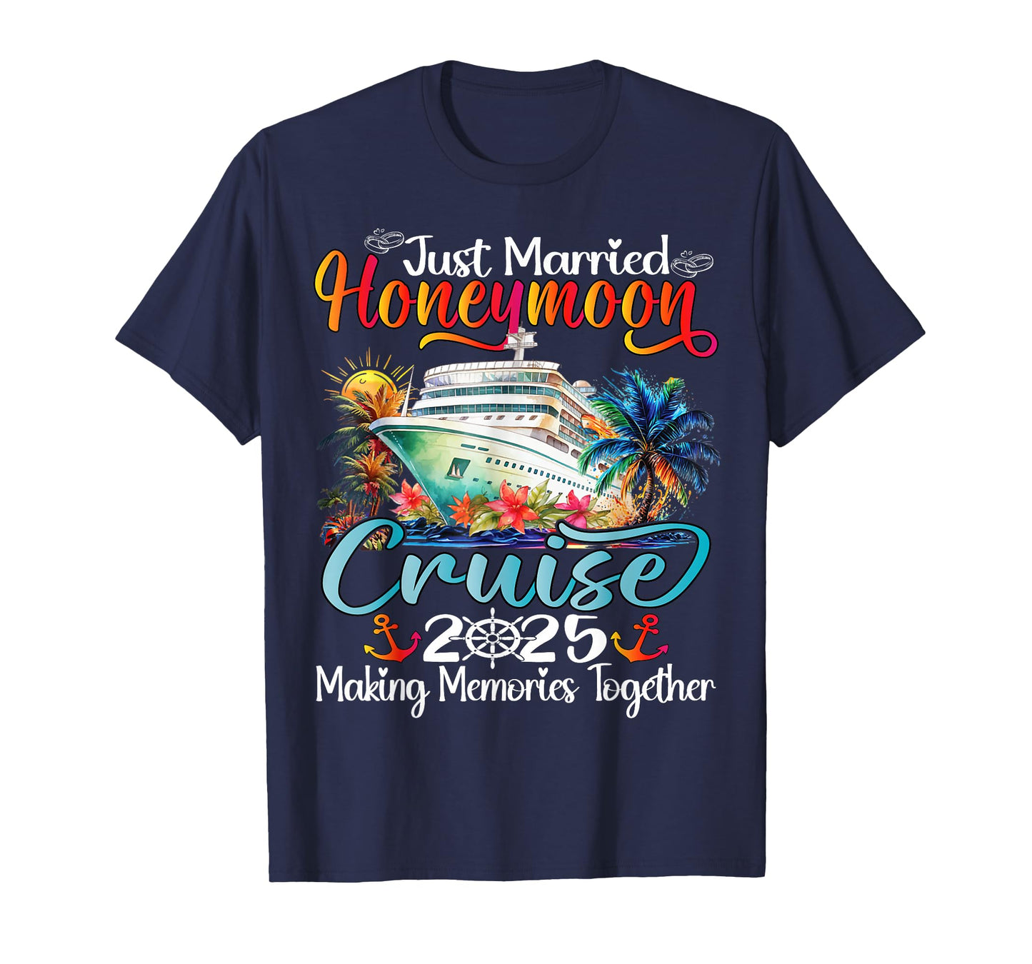 Honeymoon Cruise 2025 Just Married Matching Couples Vacation T-Shirt