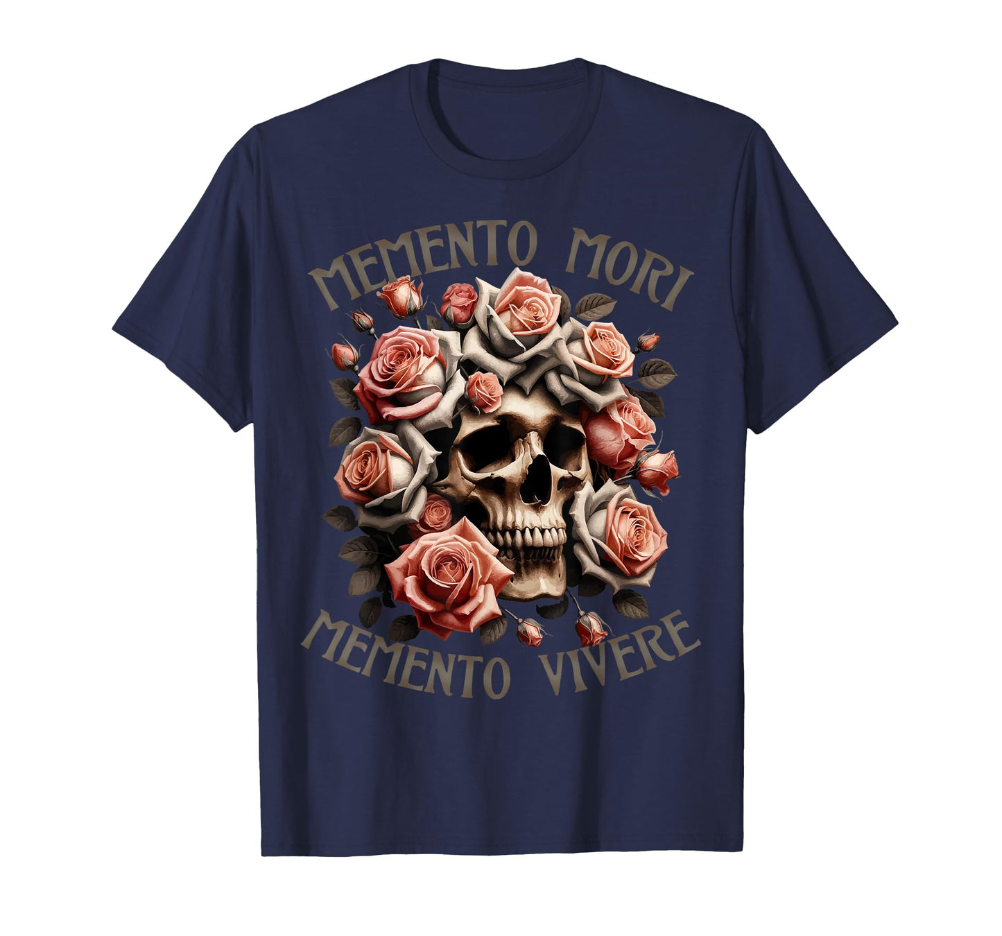 Memento Mori Memento Vivere Skull And Roses Stoic Gift T-Shirt