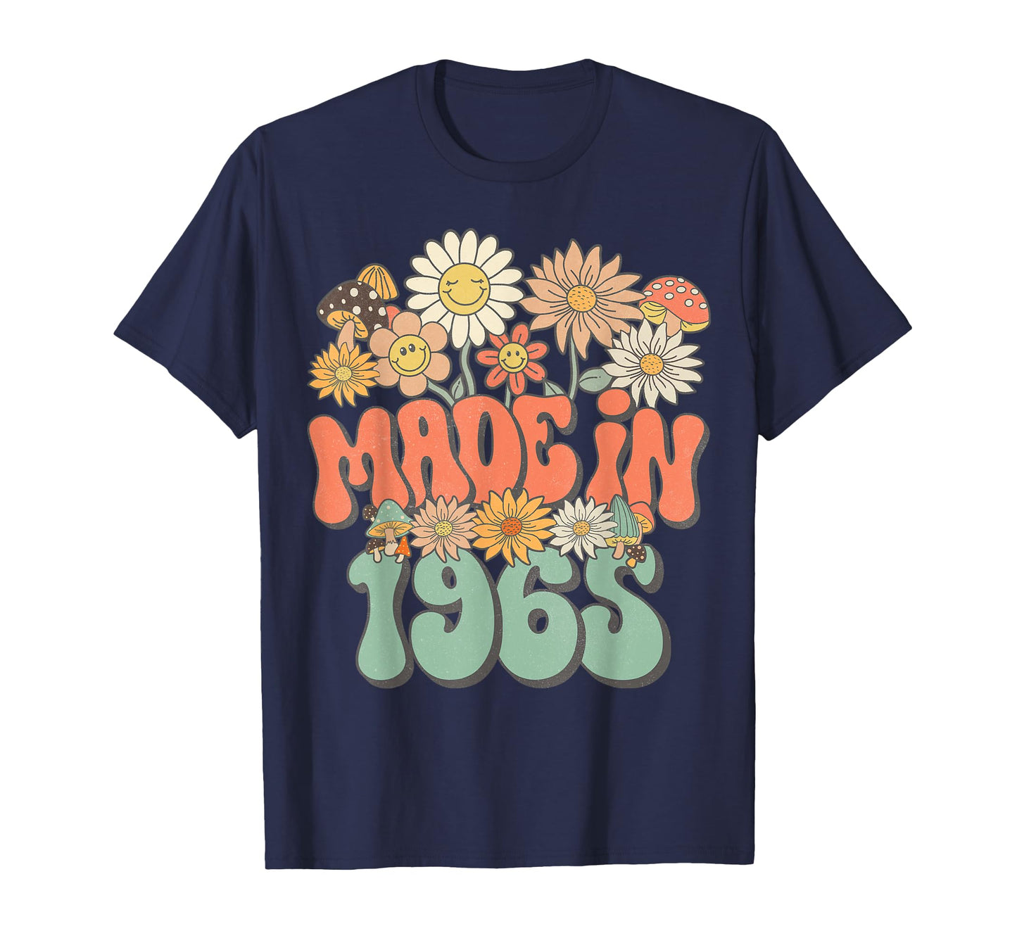 Retro Groovy Made In 1965 Floral Hippie Daisy 60th Birthday T-Shirt