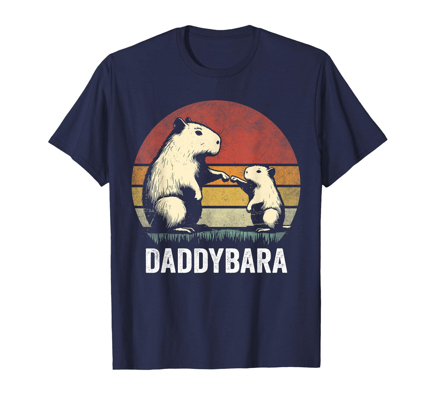 Retro Capybara Dad and Son Bumps Funny Capybara Father's Day T-Shirt