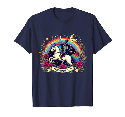 The Audacity Skeleton Unicorn Graphic Flowers T-Shirt