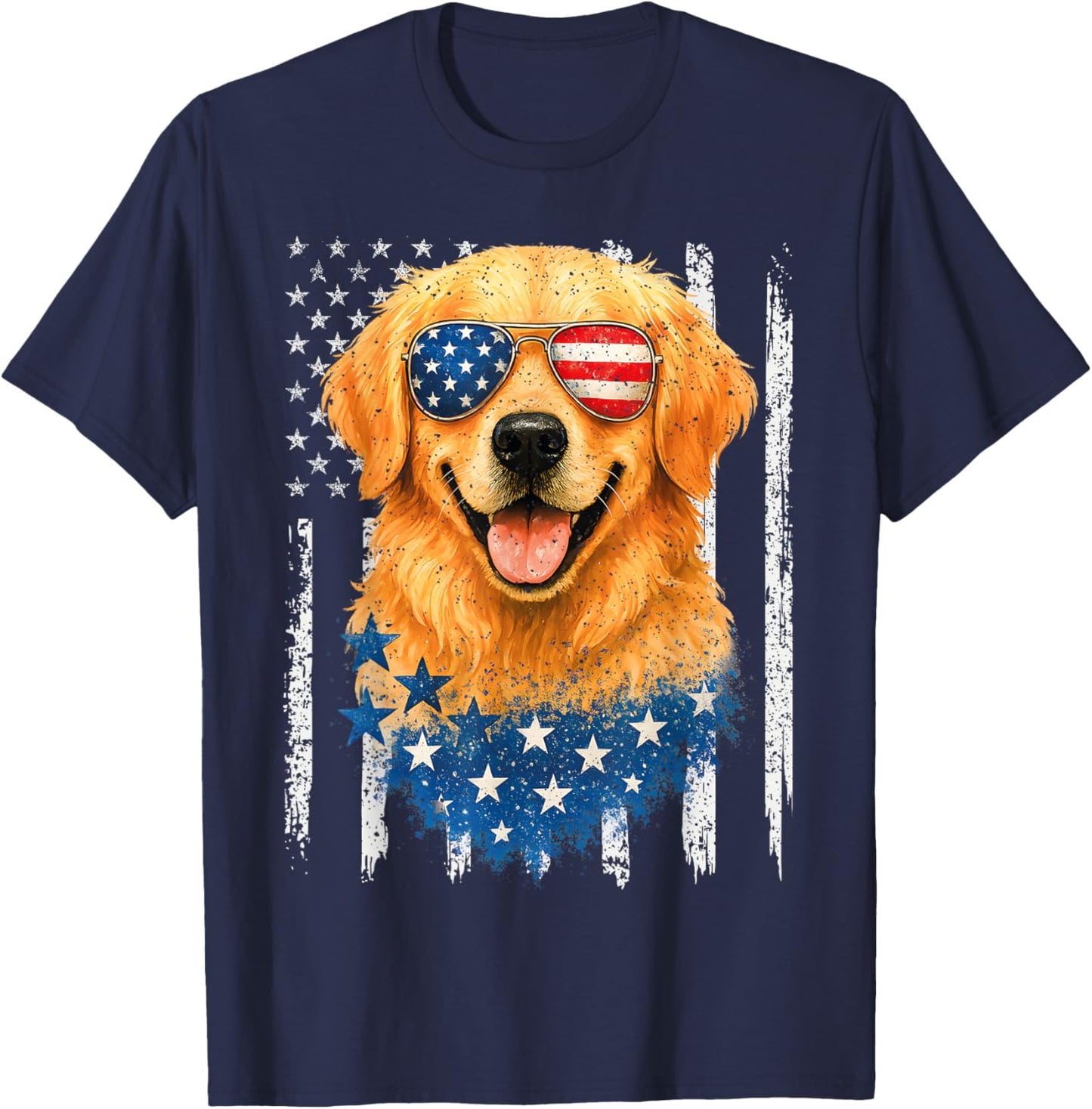 American Flag Golden Retriever USA Retro 4th Of July T-Shirt