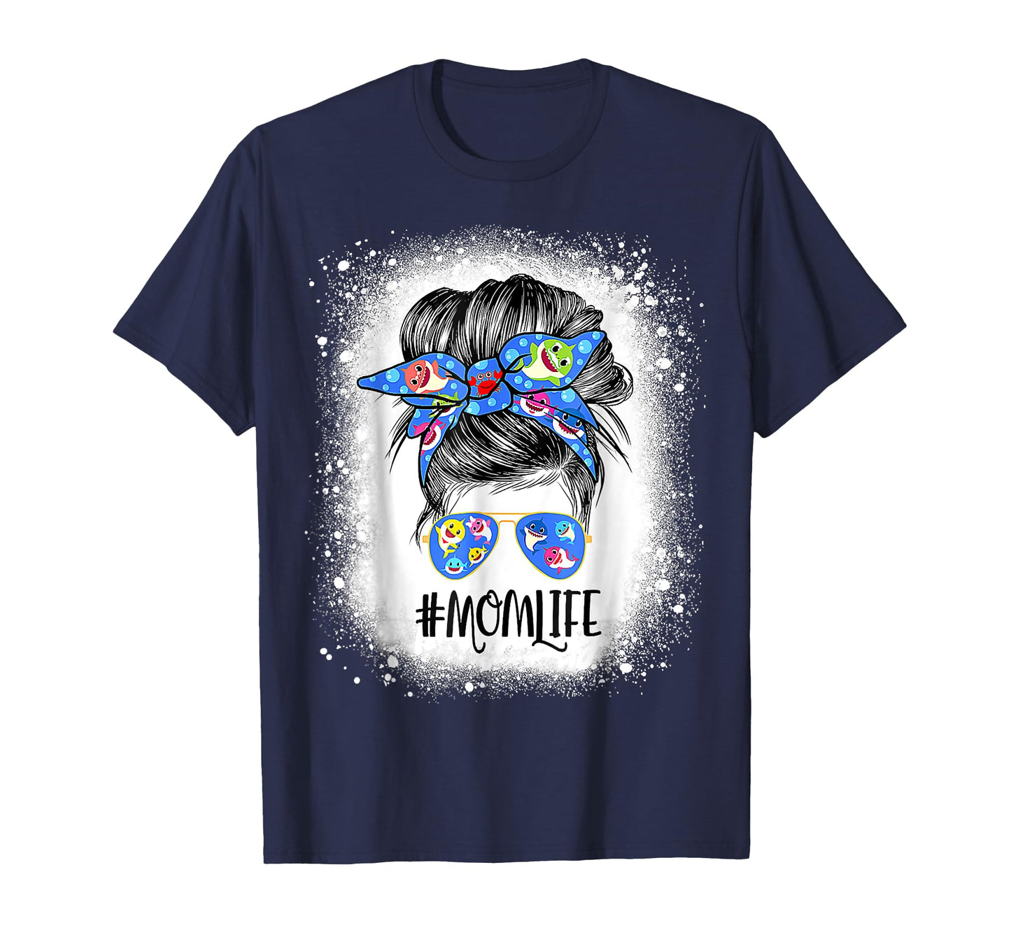 Mom Life Messy Bun Bleached Shark Mommy Mother's Day T-Shirt