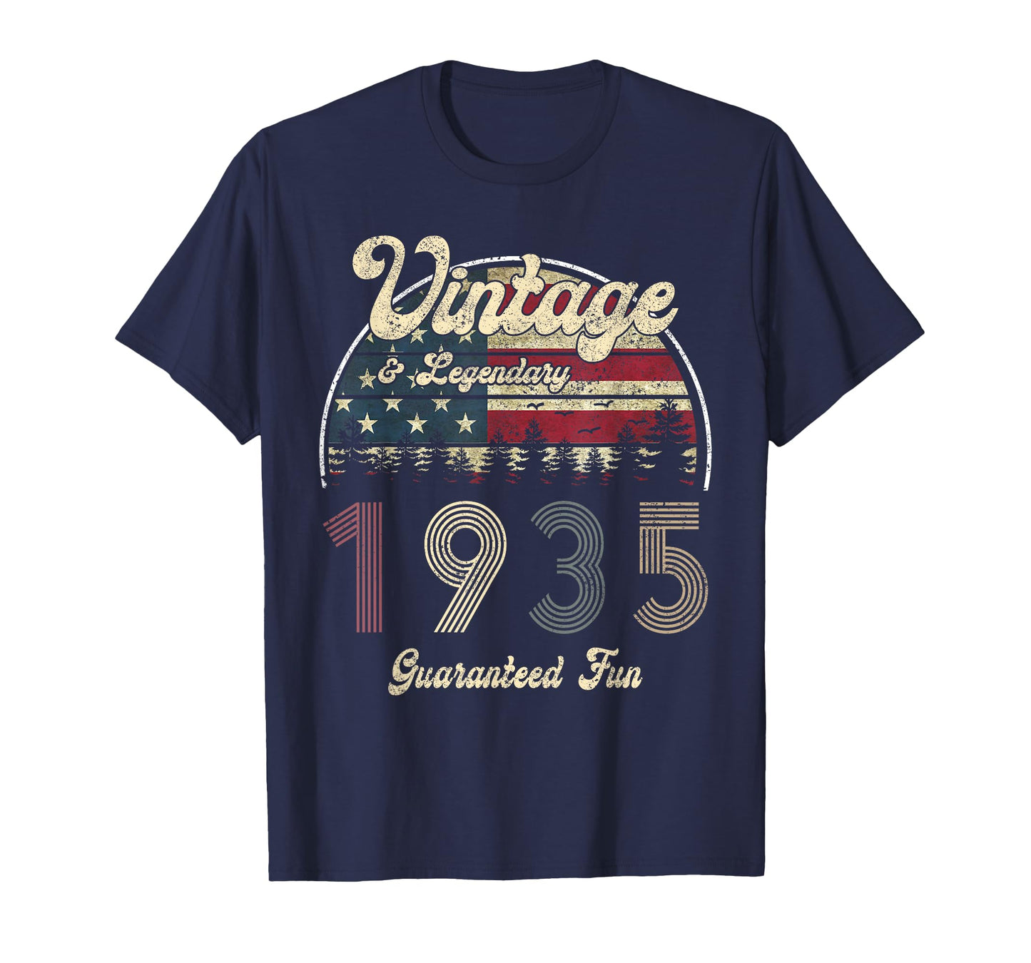 Women 89th Birthday Gift Vintage 1935 Patriotic USA Flag Mom T-Shirt