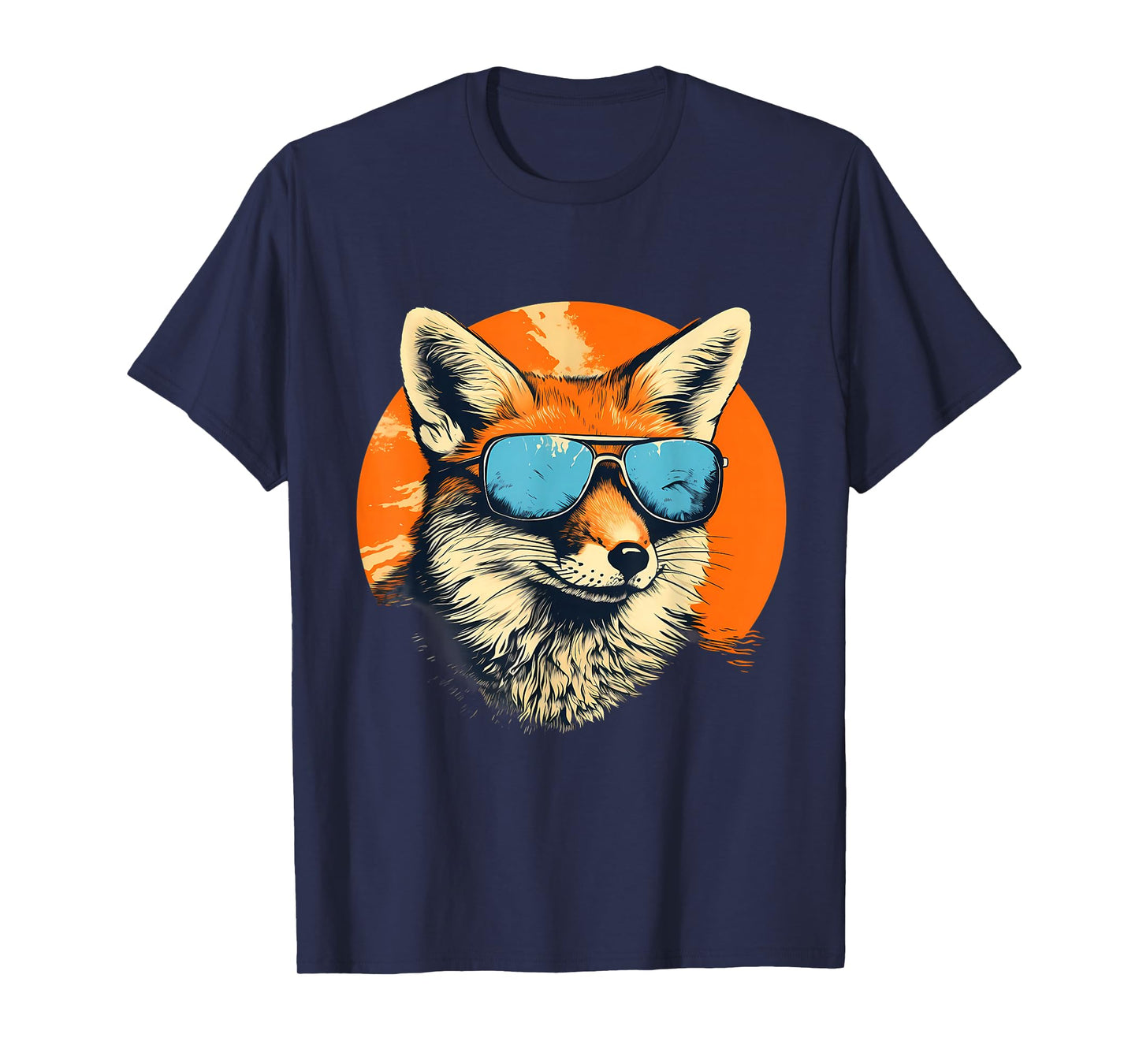 Fox Sunglasses Portrait Colorful Artwork Wildlife Animal Art T-Shirt