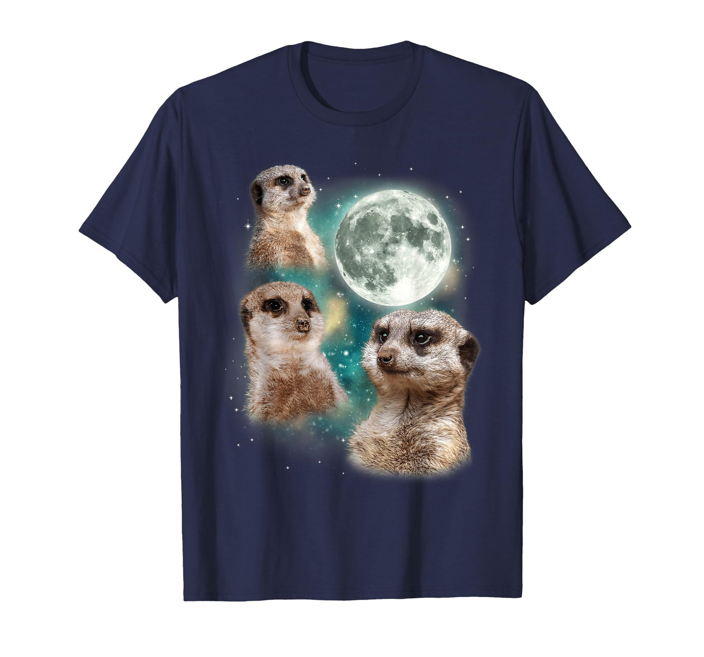 Three Meerkats Moon | African Desert Wildlife Parody T-Shirt