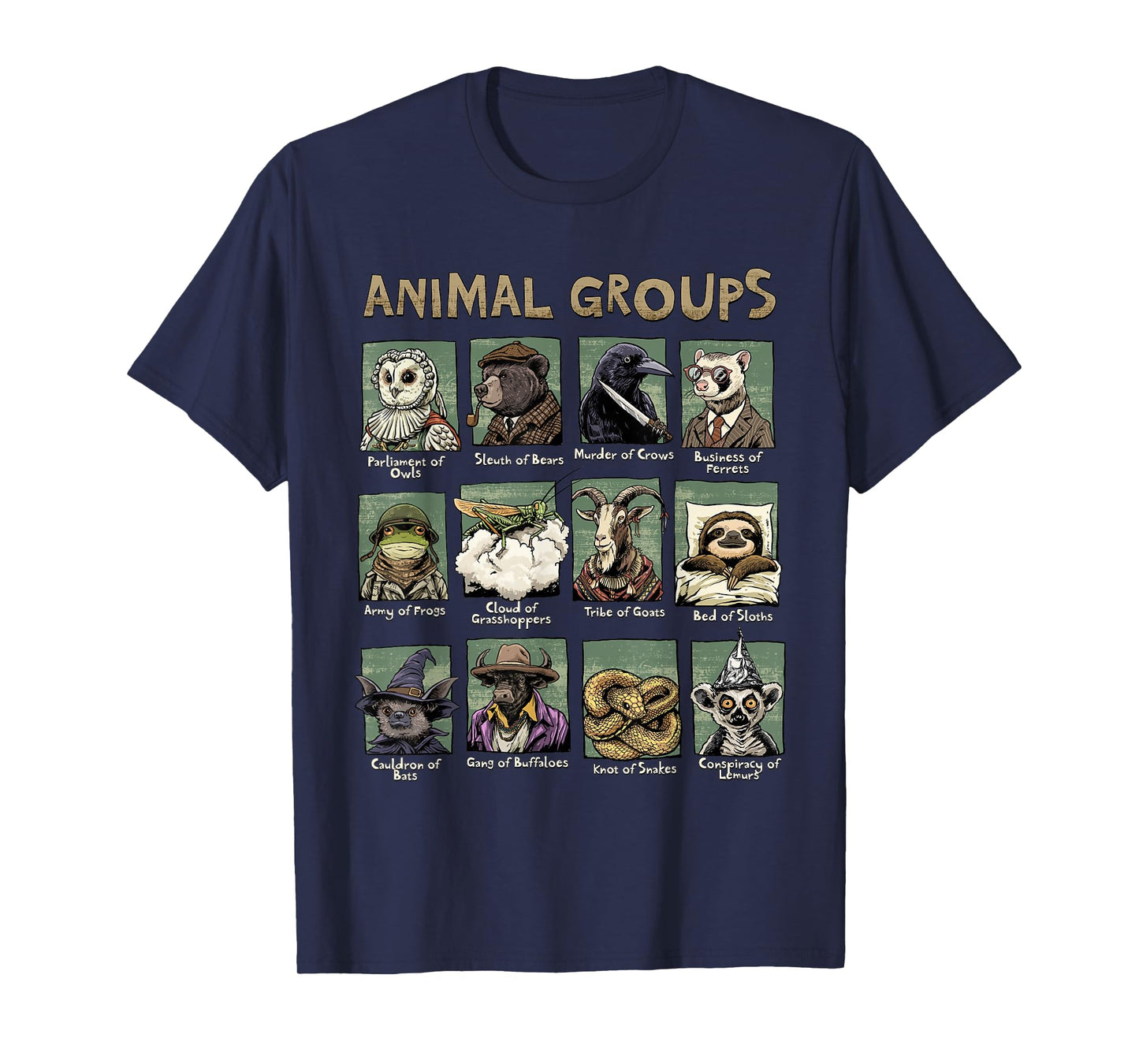 Animal Groups Unveiled - Educational Wildlife Design T-Shirt