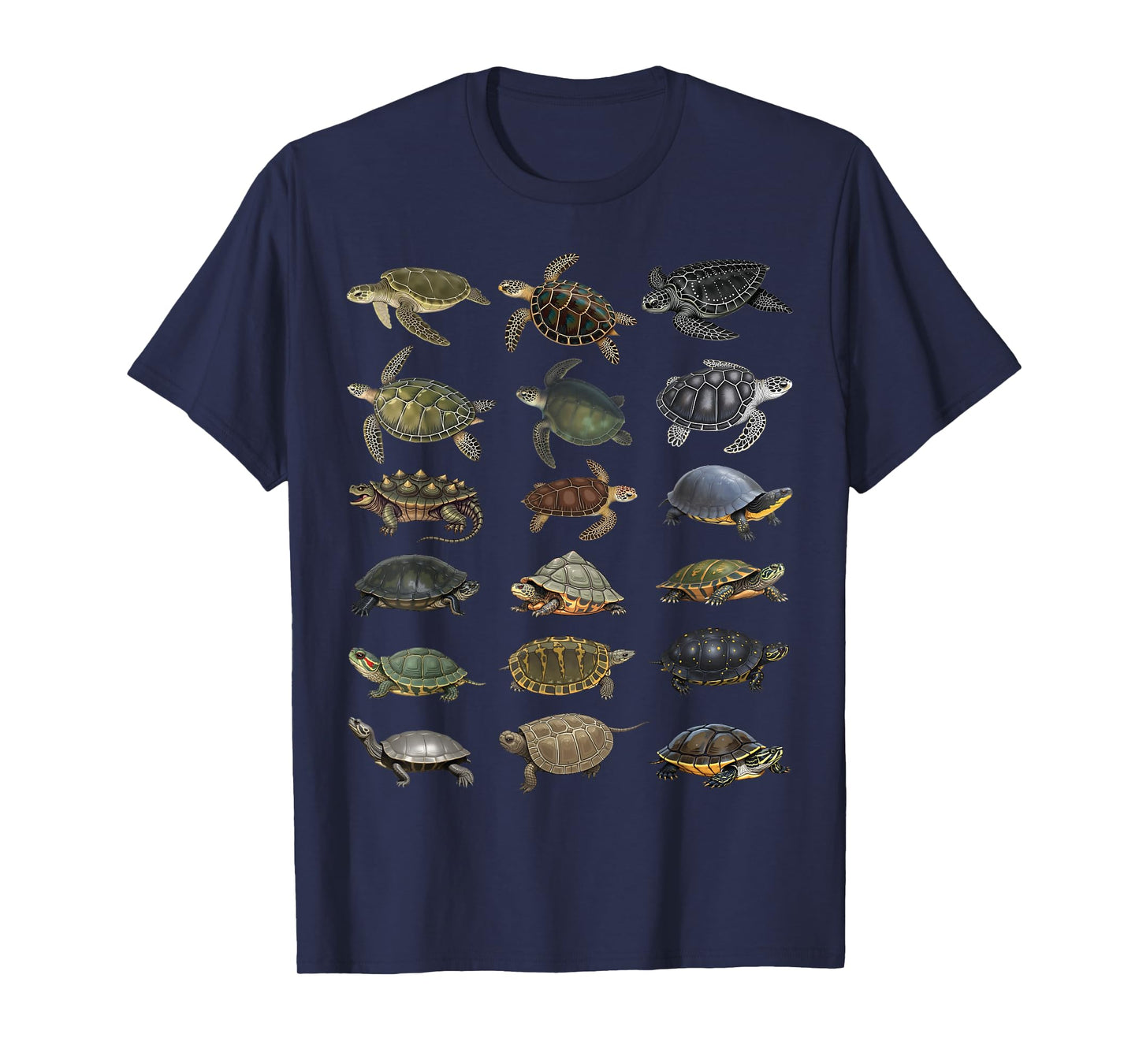 Types of Turtles Sea & Freshwater Turtle Species Educational T-Shirt