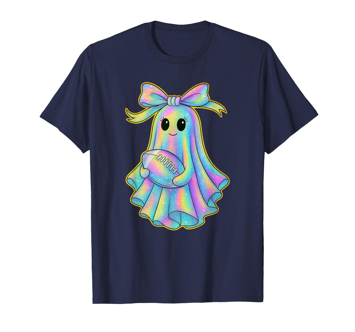 Cute Football Ghost Pastel Halloween Team Spirit Coquette T-Shirt