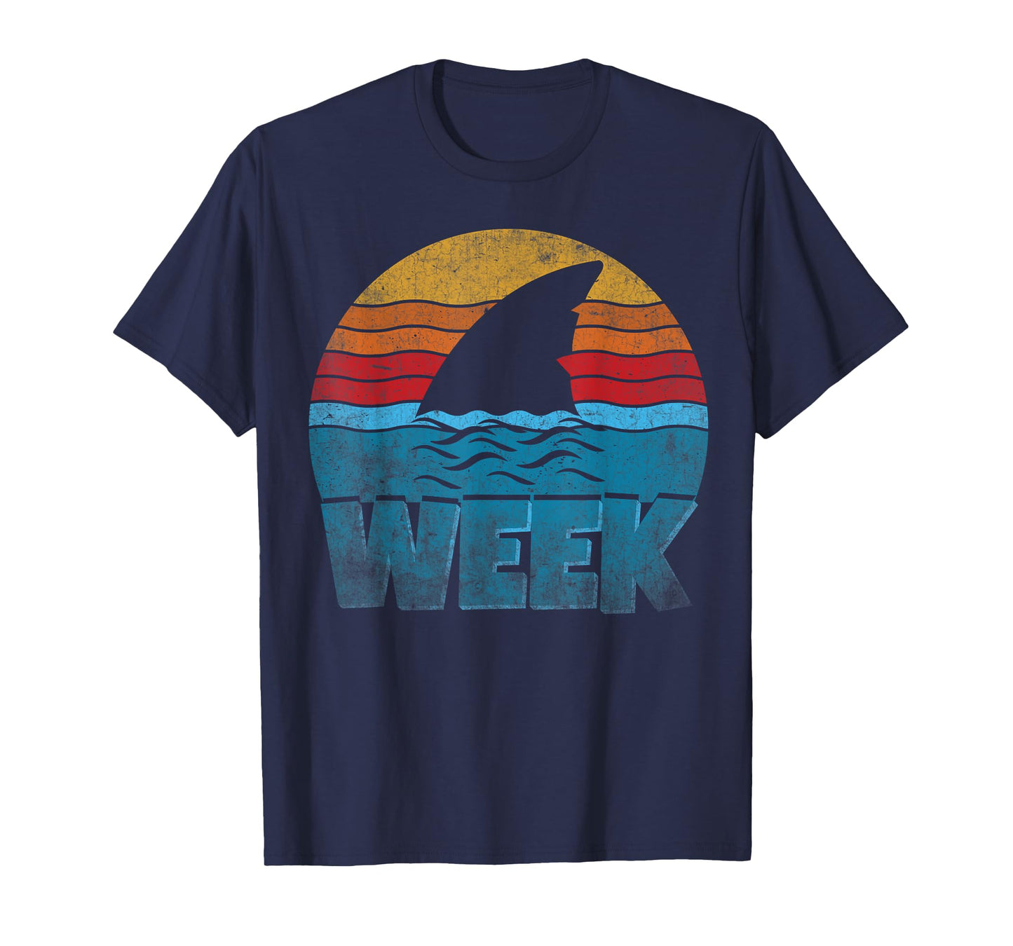Retro Shark Fin Week 2025 Shark Lover Ocean Wildlife Summer T-Shirt
