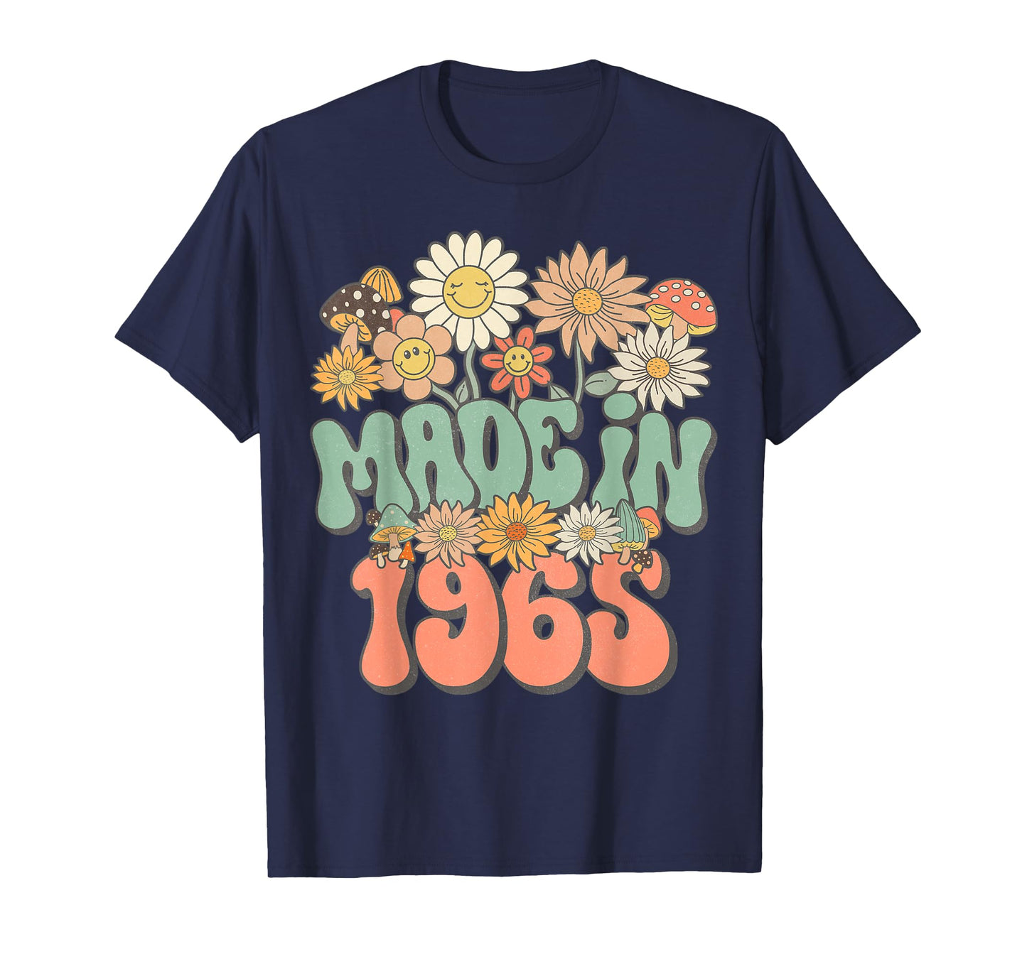 Retro Groovy Made In 1965 Floral Hippie Daisy 60th Birthday T-Shirt