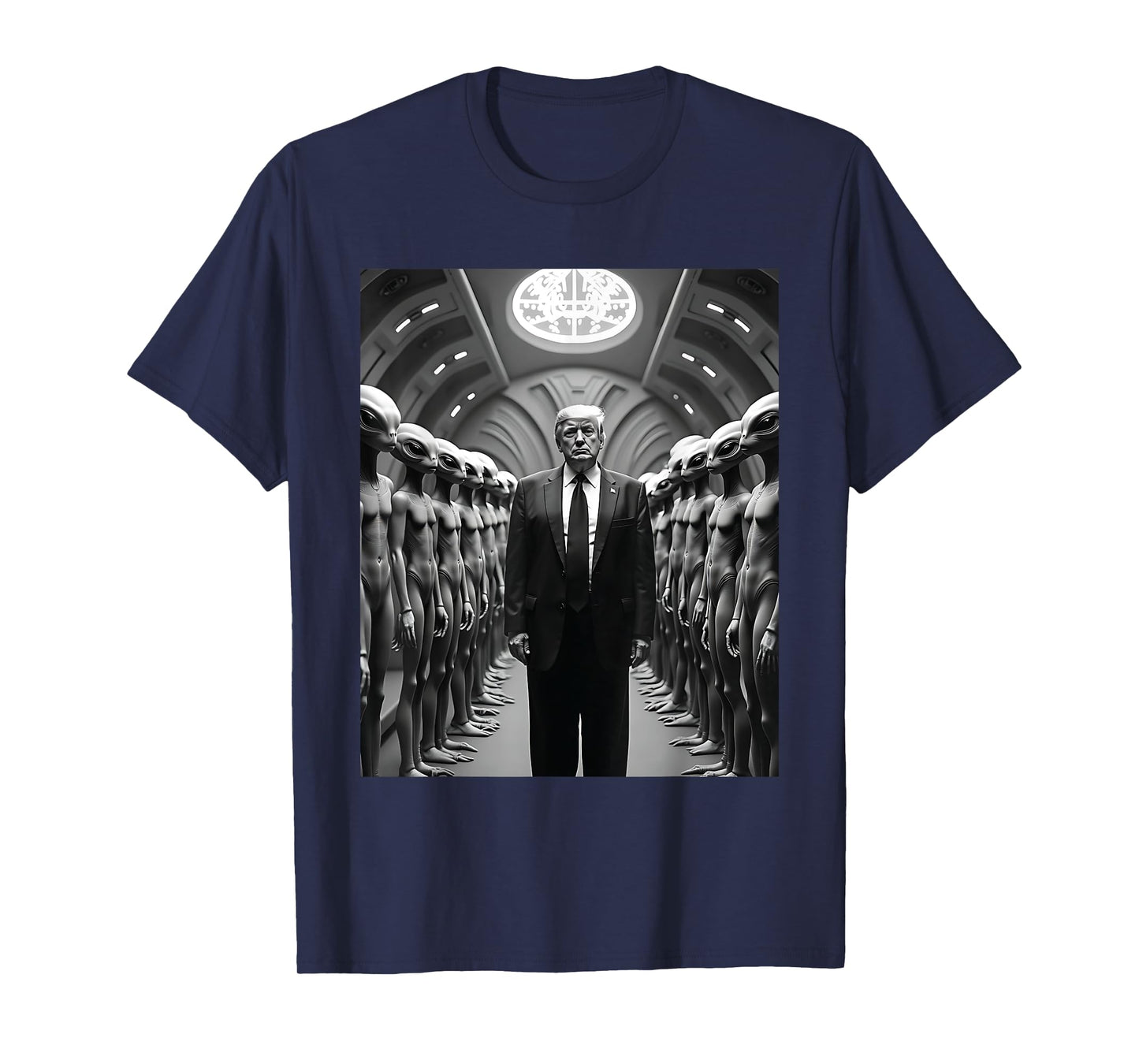 Trump with Aliens Conspiracy Theory UFO Visitation Funny T-Shirt