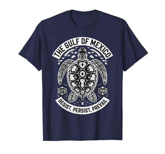 Gulf of Mexico Tribal Turtle Resist Persist Prevail T-Shirt