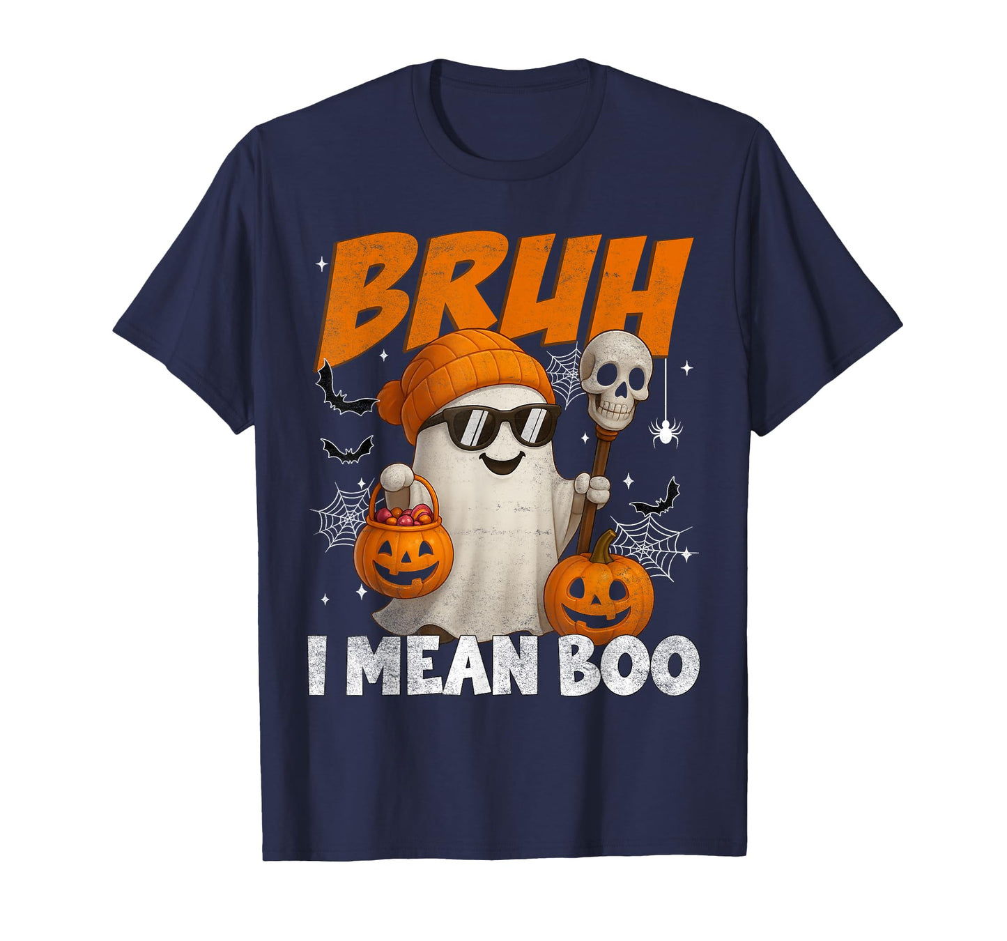 Bruh I Mean Boo Ghost Halloween for Boys Toddlers Kids Youth T-Shirt