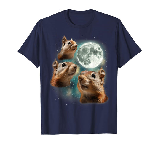 3 Squirrel Moon | Three Howling Nuts Funny Wildlife Squirrel T-Shirt