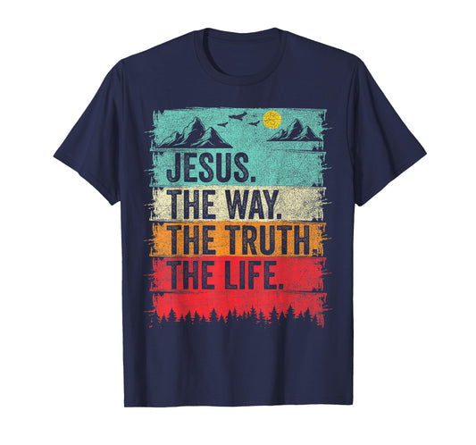 Jesus The Way Truth Life Vintage Christian Religious for Men T-Shirt