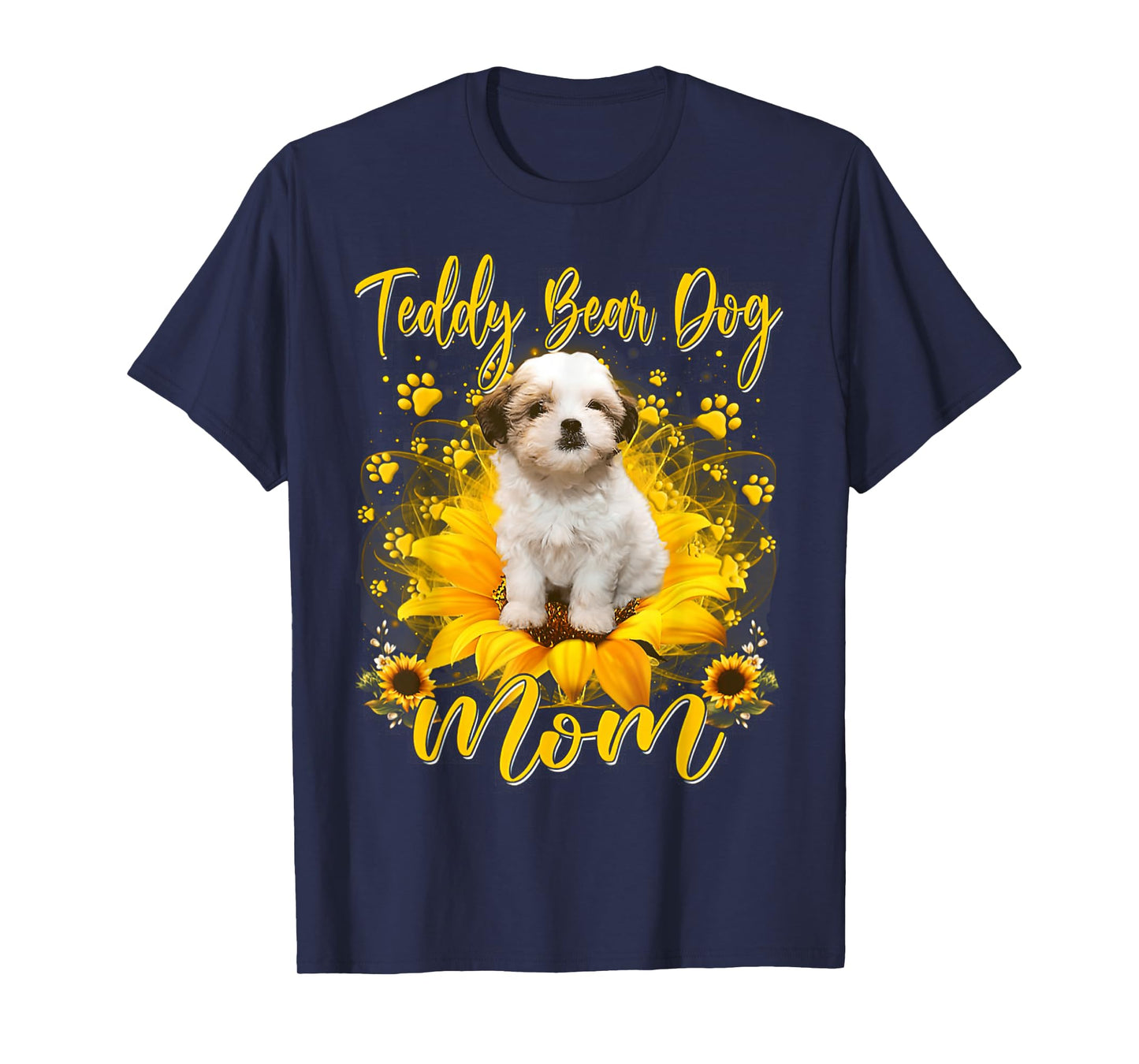 Teddy Bear Dog Mom With Sunflower Dog Paws Mothers Day T-Shirt