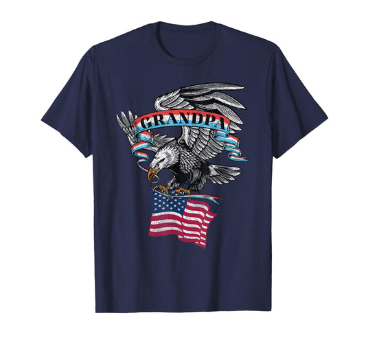 Grandpa American Flag USA Eagle Vintage Graphic T-Shirt