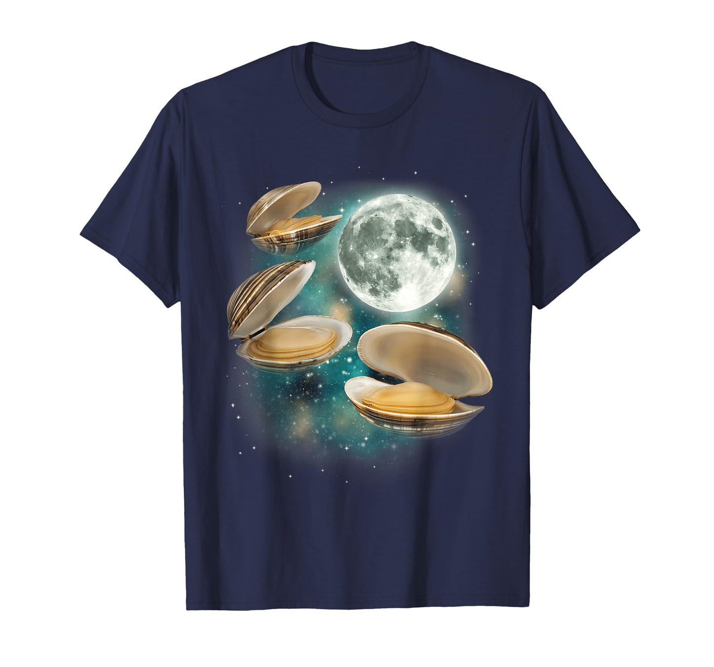 Three Clam Moon | 3 Clams Weird Cursed Oceanic Sealife Ugly T-Shirt